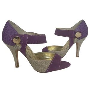 CH Carolina Herrera Suede Block Pattern Sandals Size 36